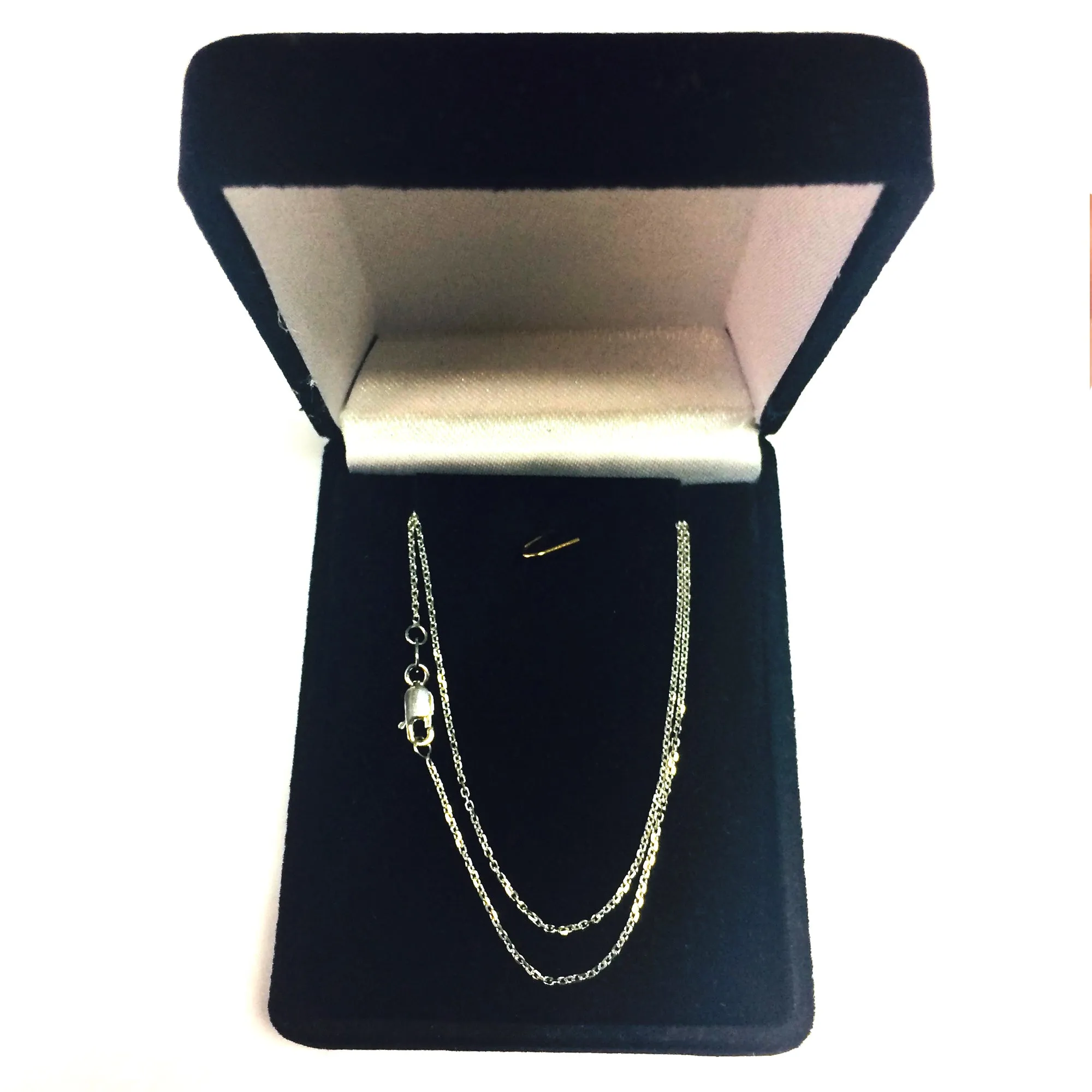 10k White Gold Cable Link Chain Necklace, 1mm, 18"