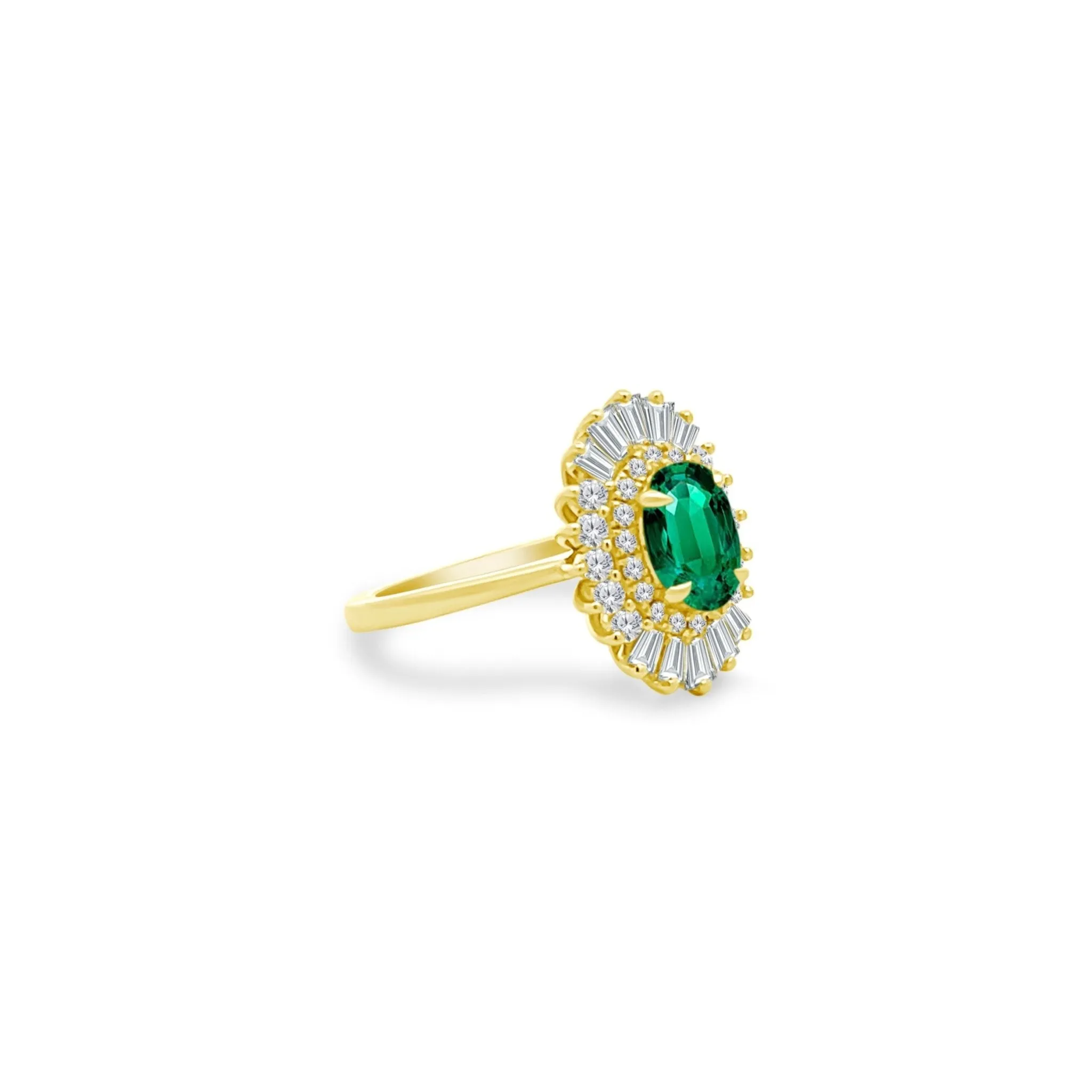 1.43ct Emerald Sunburst Ring