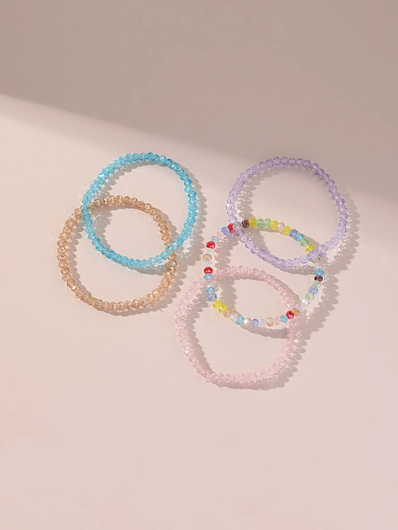 5pcs Colorful Beaded Bracelet Boho Style Crafted Small Beads Design Stretchy