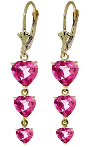 6 Carat 14K Solid White Gold Love Knows No Plots Pink Topaz Earrings