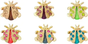 6 Pack Gold Crystal Ladybug Brooches Pins Set Cute Vintage Colorful Rhinestone Animal Lapel Pin Brooch Badges Funny Jewelry Suit Brooches Accessories for Women Men