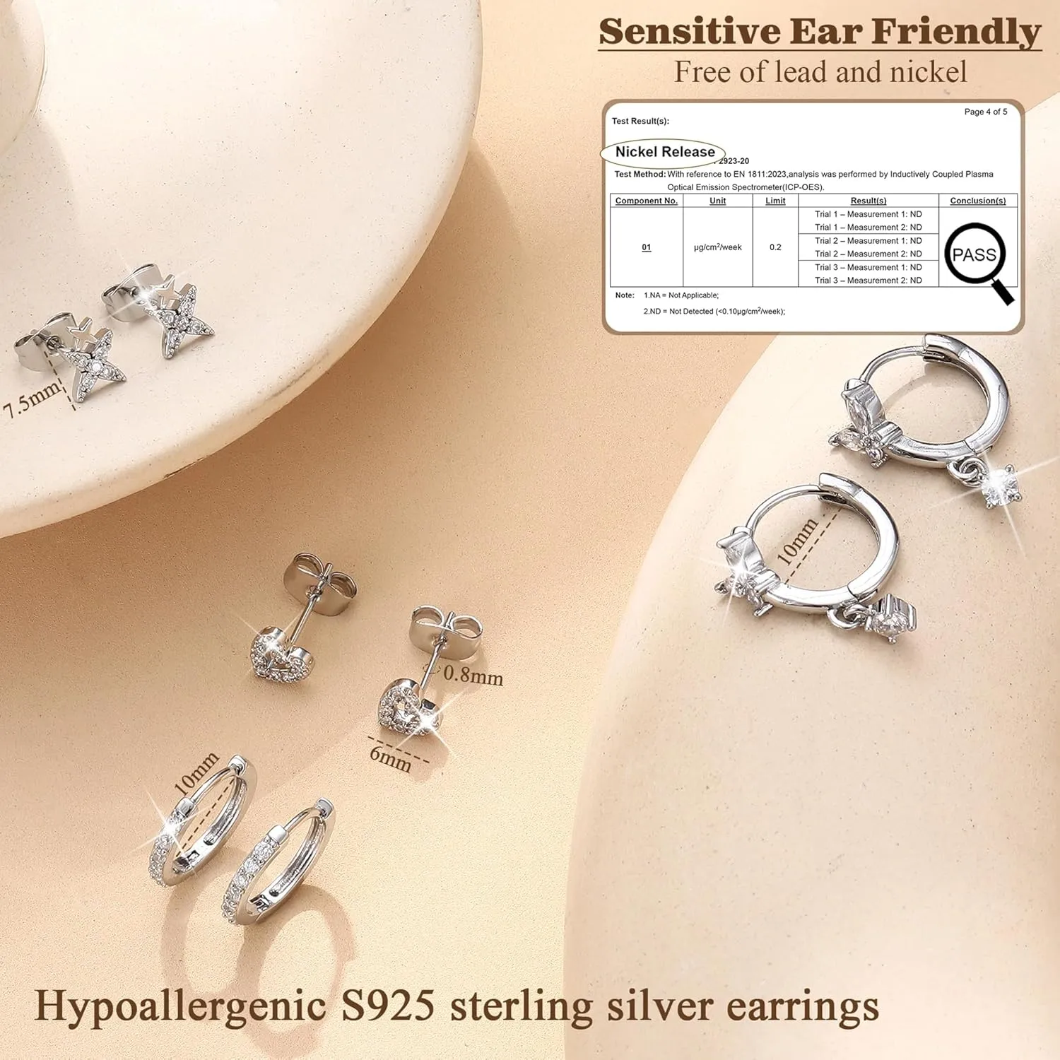 925 Sterling Silver Earrings for Women Trendy - 14K Gold Plated Earrings Set for Multiple Piercing Hypoallergenic Earrings Stacks for Sensitive Ears Dainty Gold Cartilage Earring Studs Pack Small Tragus Helix Cartilage Piercing Jewelry
