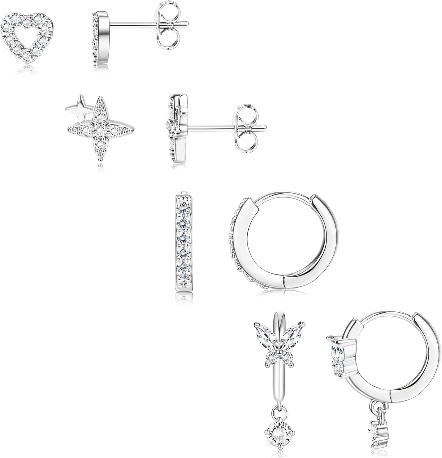 925 Sterling Silver Earrings for Women Trendy - 14K Gold Plated Earrings Set for Multiple Piercing Hypoallergenic Earrings Stacks for Sensitive Ears Dainty Gold Cartilage Earring Studs Pack Small Tragus Helix Cartilage Piercing Jewelry