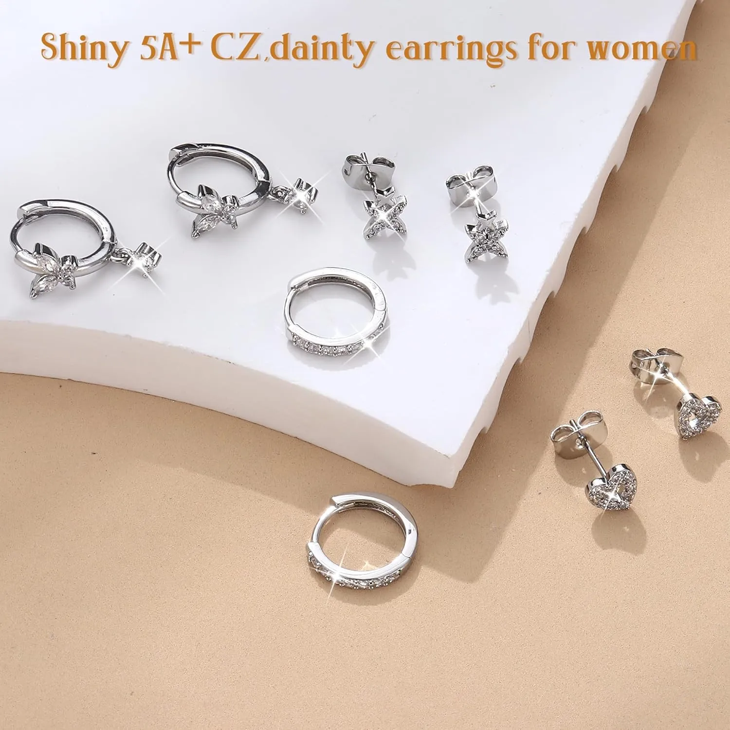 925 Sterling Silver Earrings for Women Trendy - 14K Gold Plated Earrings Set for Multiple Piercing Hypoallergenic Earrings Stacks for Sensitive Ears Dainty Gold Cartilage Earring Studs Pack Small Tragus Helix Cartilage Piercing Jewelry