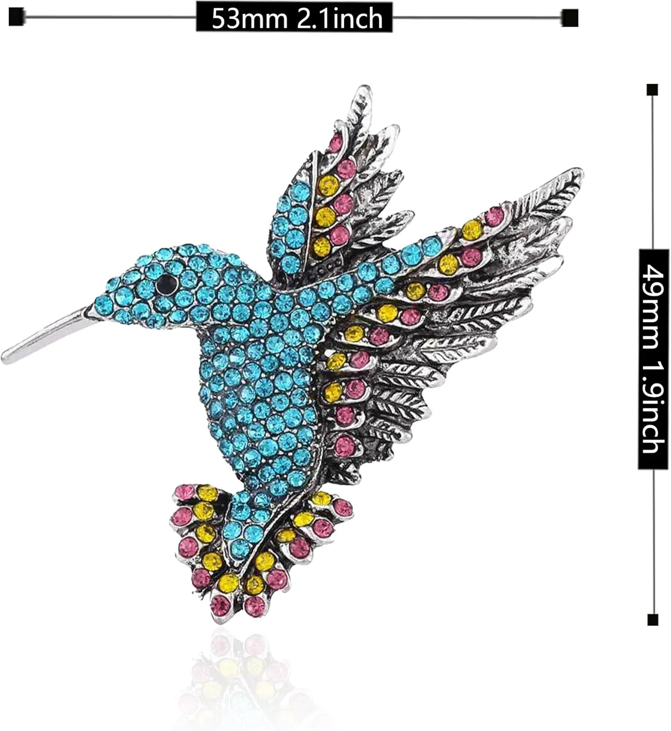 Animal Hummingbird Brooch Pins for Women Fashion Bird Pins Elegant Rhinestone Crystal Animal Brooches Pin