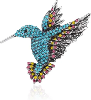 Animal Hummingbird Brooch Pins for Women Fashion Bird Pins Elegant Rhinestone Crystal Animal Brooches Pin