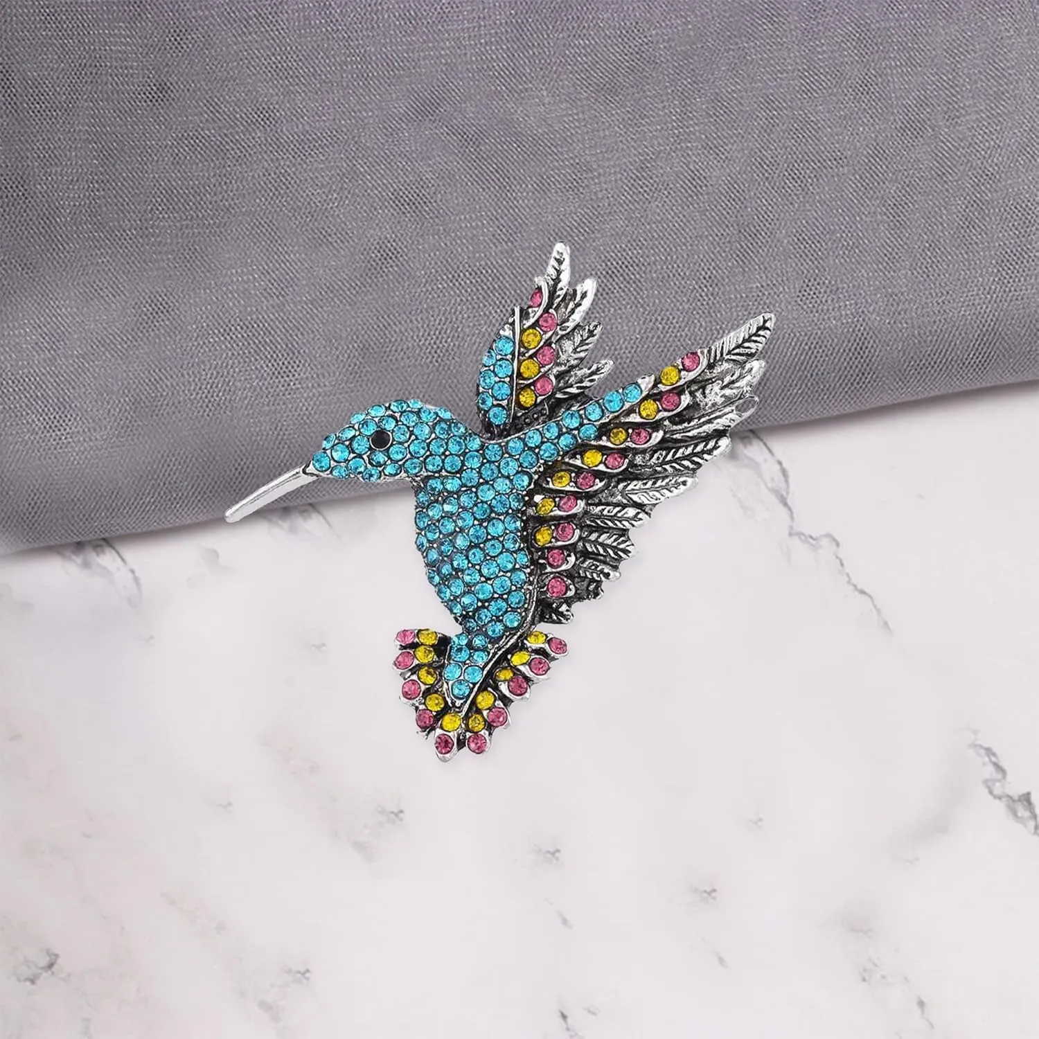 Animal Hummingbird Brooch Pins for Women Fashion Bird Pins Elegant Rhinestone Crystal Animal Brooches Pin