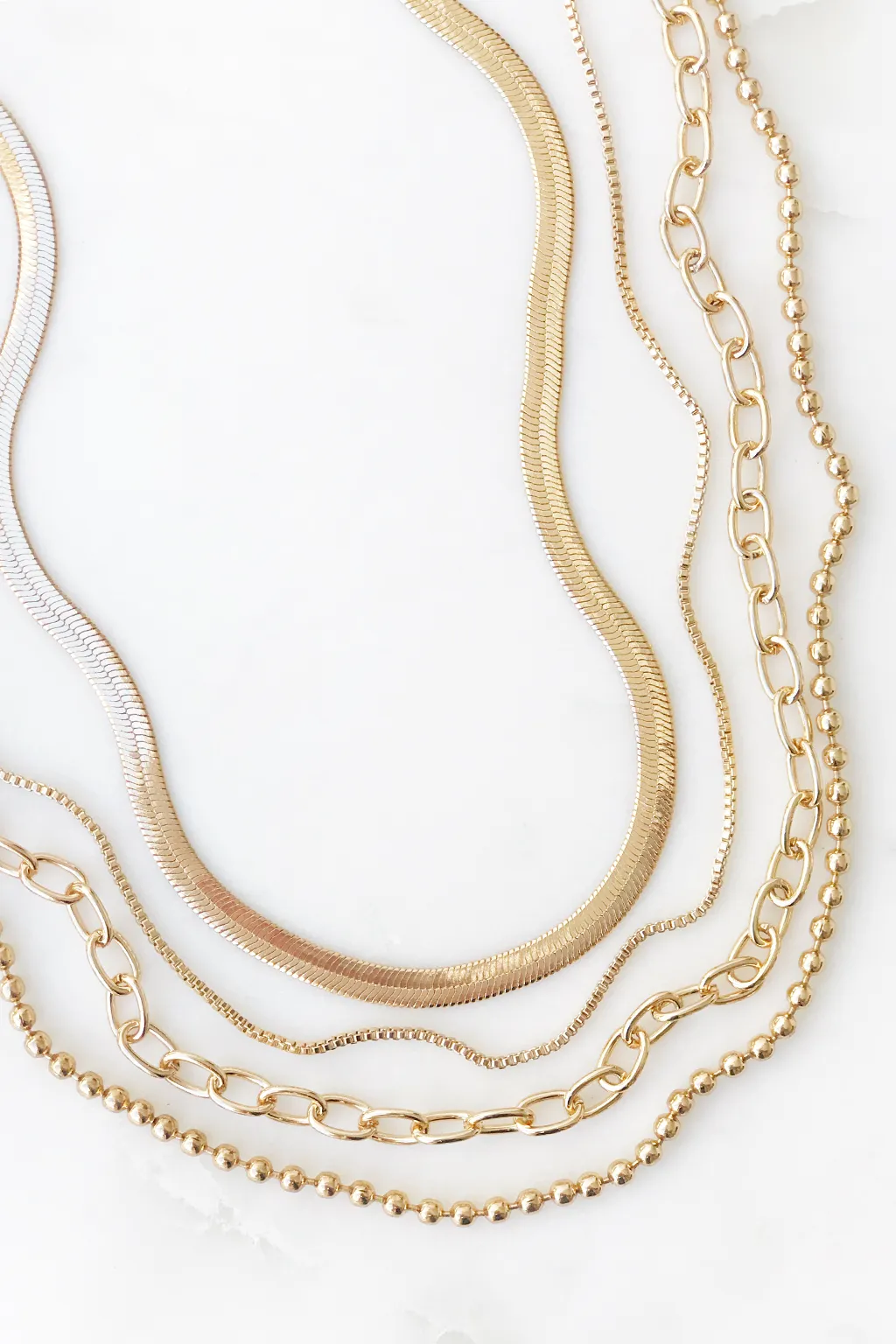 Ball Chain Herringbone Necklace
