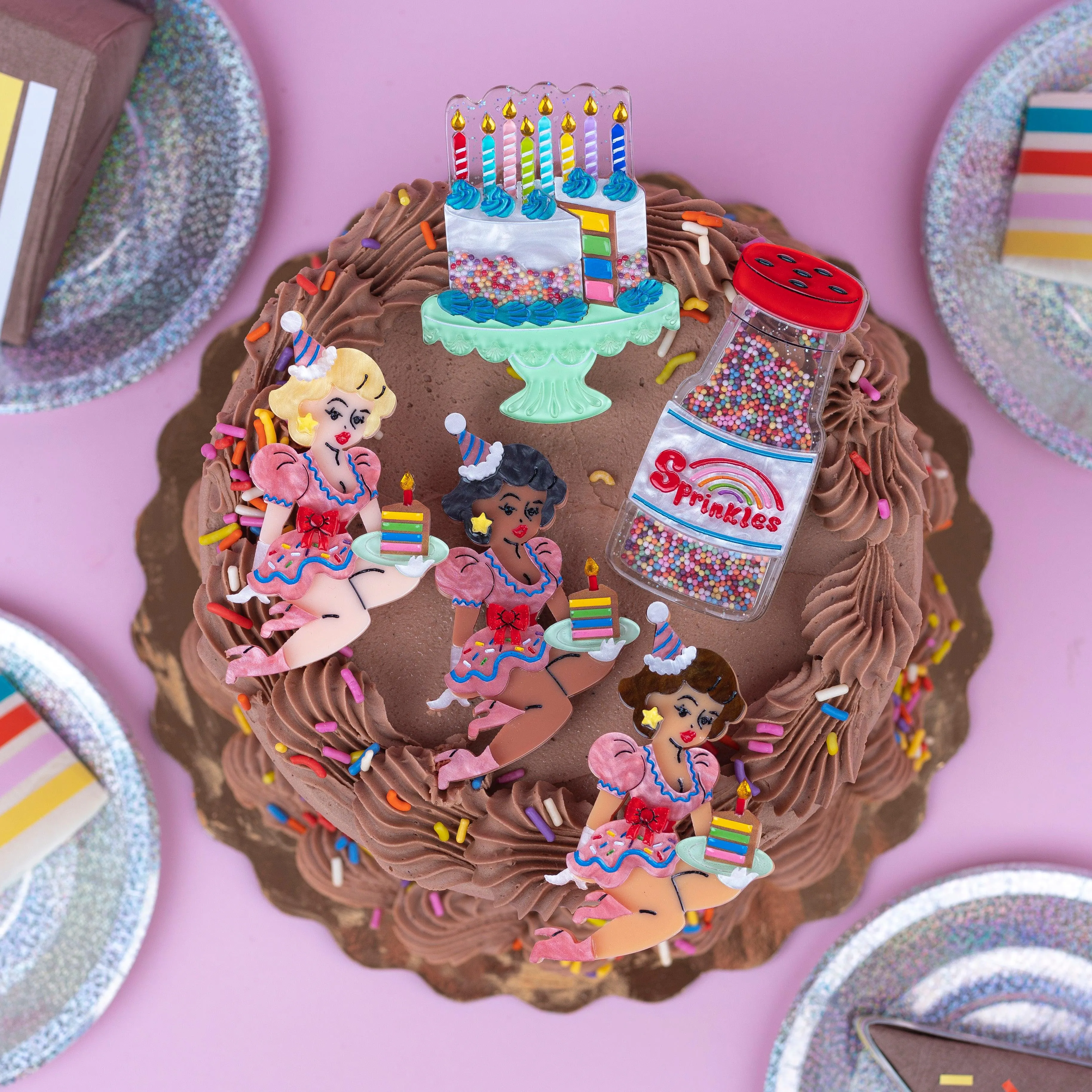 Birthday Belle Brooch by Lipstick & Chrome x Club Eggie - SABLE
