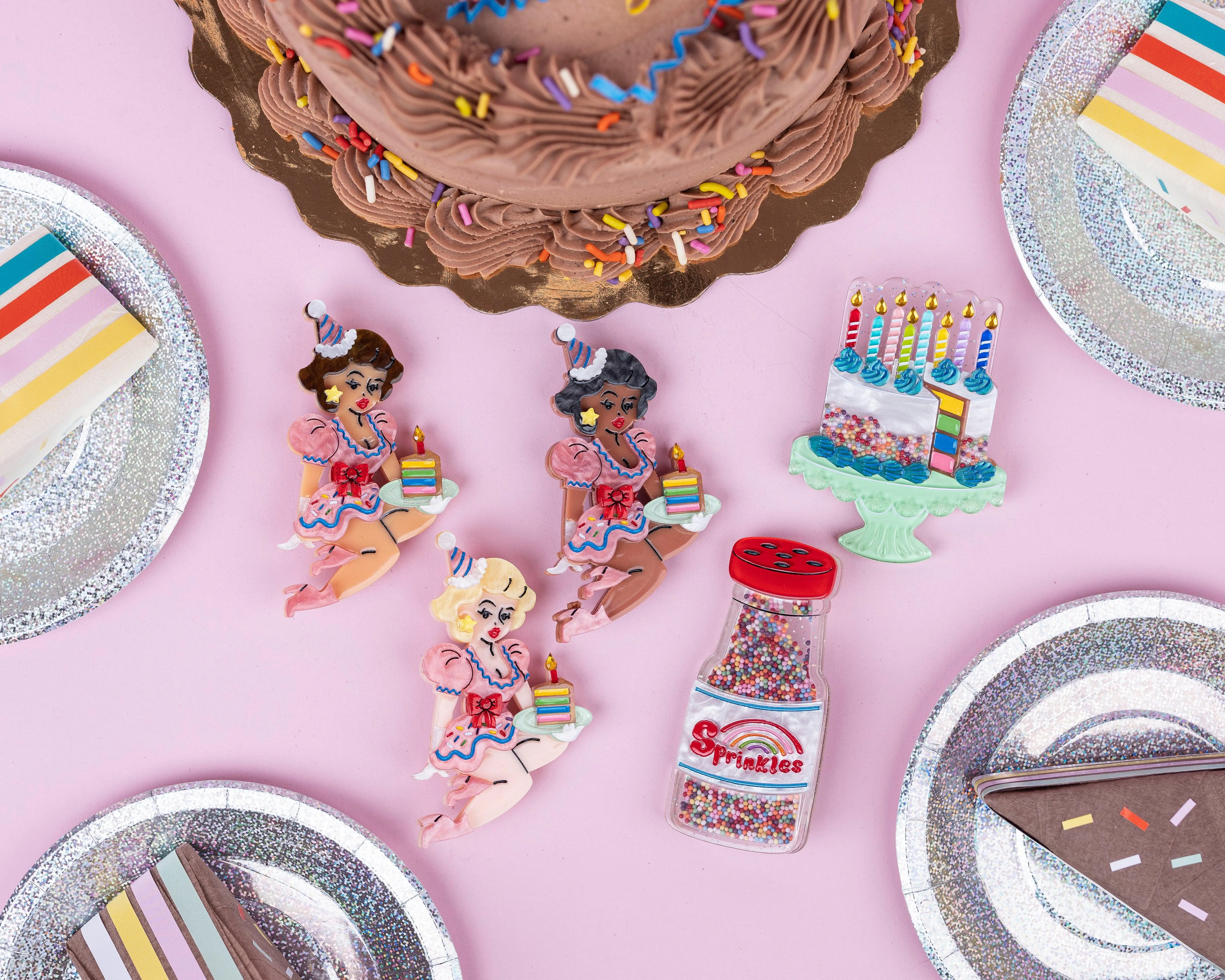 Birthday Belle Brooch by Lipstick & Chrome x Club Eggie - SABLE