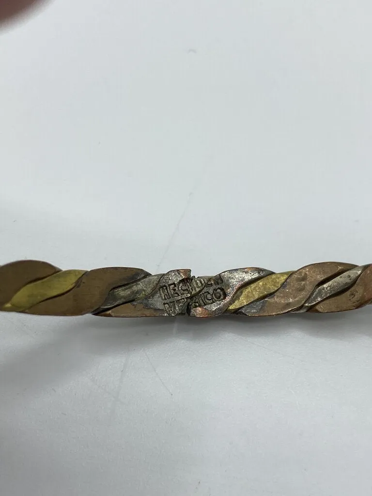 Boho Lot of Metal Bangle Braclets, Brass, Sterling, Copper 10 total /ro