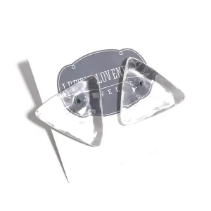 Clear Mottled Lucite Triangle Stud Earrings