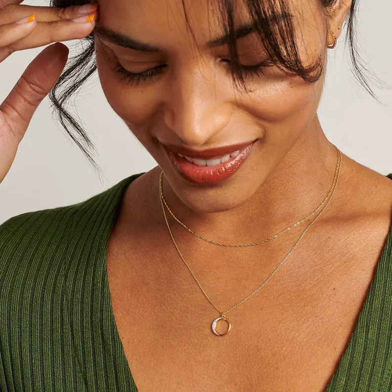 Crescent Diamond Necklace  - Yellow Gold