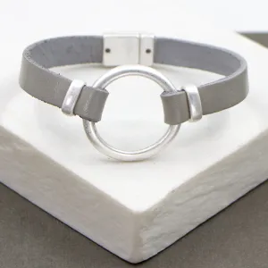 Cut out circle on leather bracelet with magnetic clasp