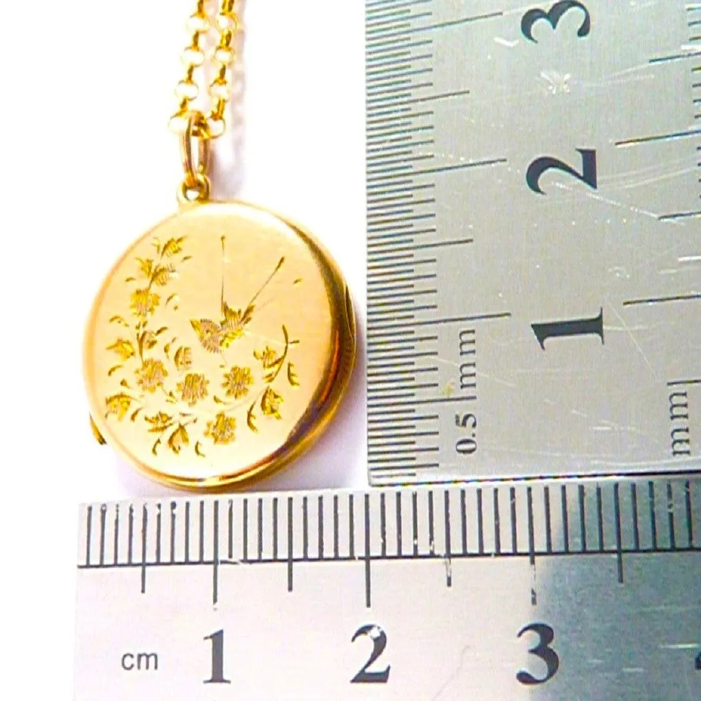 Dainty Solid Gold Locket Necklace Christening Gift 1921