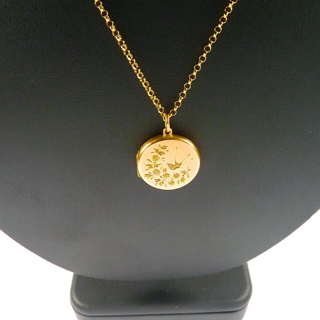 Dainty Solid Gold Locket Necklace Christening Gift 1921