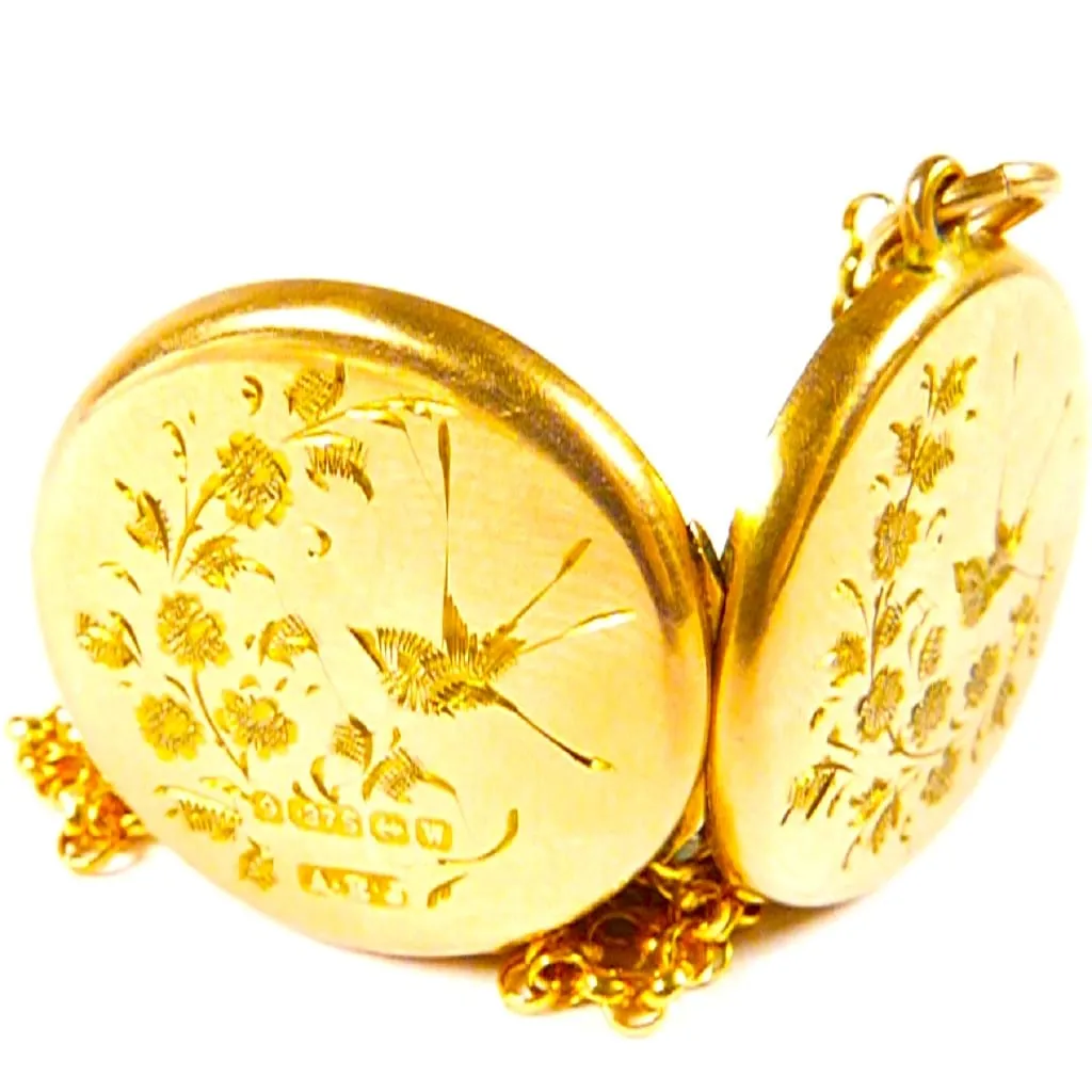 Dainty Solid Gold Locket Necklace Christening Gift 1921