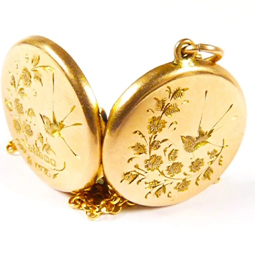 Dainty Solid Gold Locket Necklace Christening Gift 1921