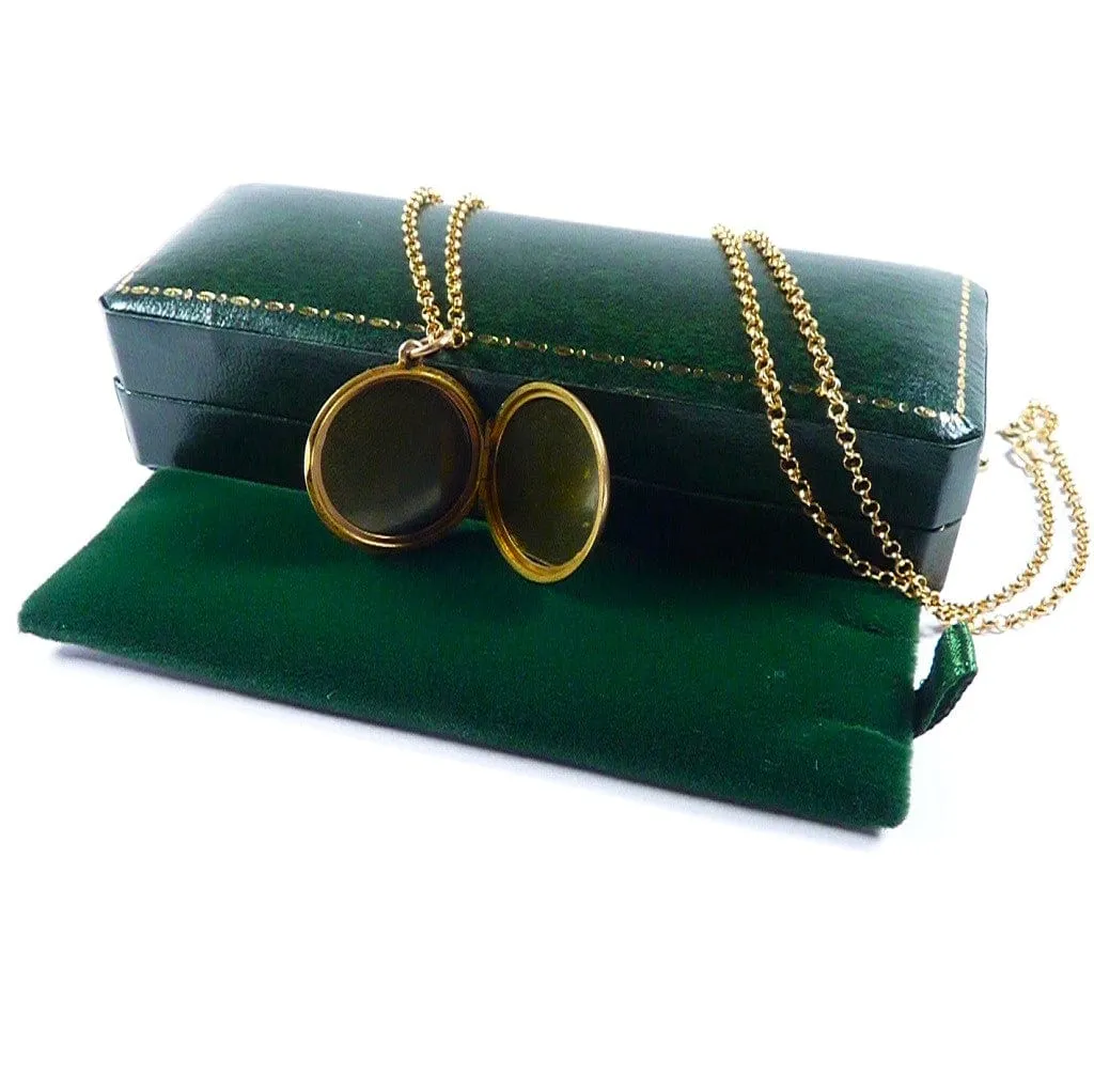 Dainty Solid Gold Locket Necklace Christening Gift 1921
