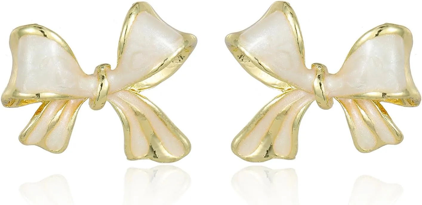 Gold Bow Earrings for Women Silver Bow Stud Earrings Ribbon Earrings Long Bow Dangle Earrings Silver Bow Jewelry Bow Earrings Gold Studs