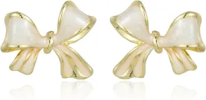 Gold Bow Earrings for Women Silver Bow Stud Earrings Ribbon Earrings Long Bow Dangle Earrings Silver Bow Jewelry Bow Earrings Gold Studs