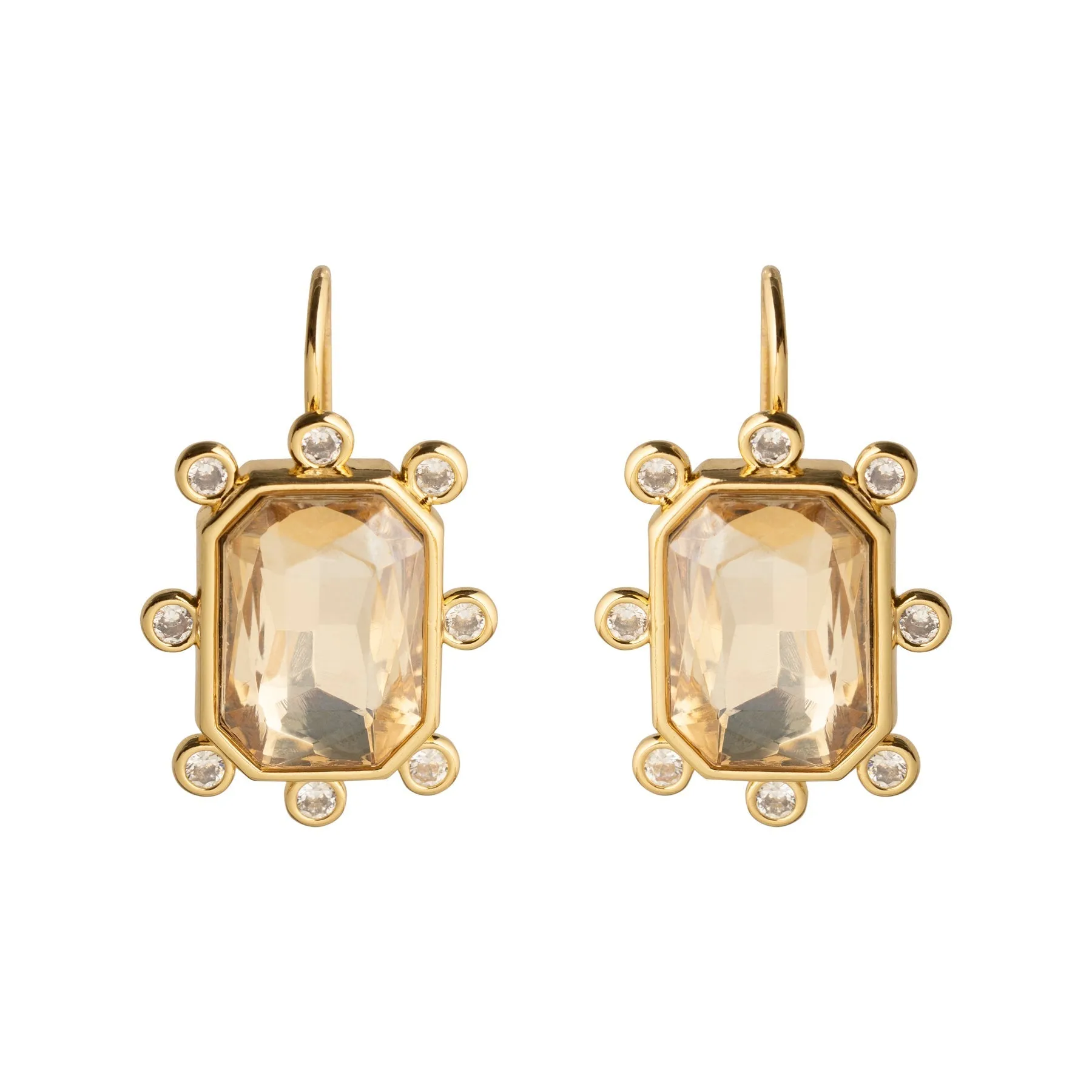 Greenwich Earrings Champagne Crystal by Mignonne Gavigan