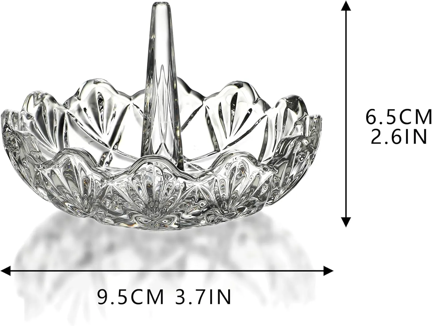 H&D HYALINE & DORA Clear Crystal Ring Holder, Glass Jewelry Dish, Display for Wedding, Wavy Shape Gift for Mom, Wife, Girl