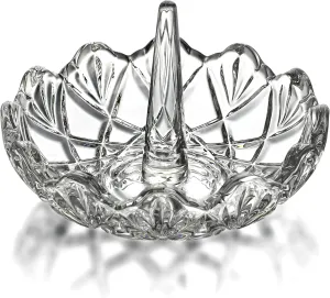H&D HYALINE & DORA Clear Crystal Ring Holder, Glass Jewelry Dish, Display for Wedding, Wavy Shape Gift for Mom, Wife, Girl