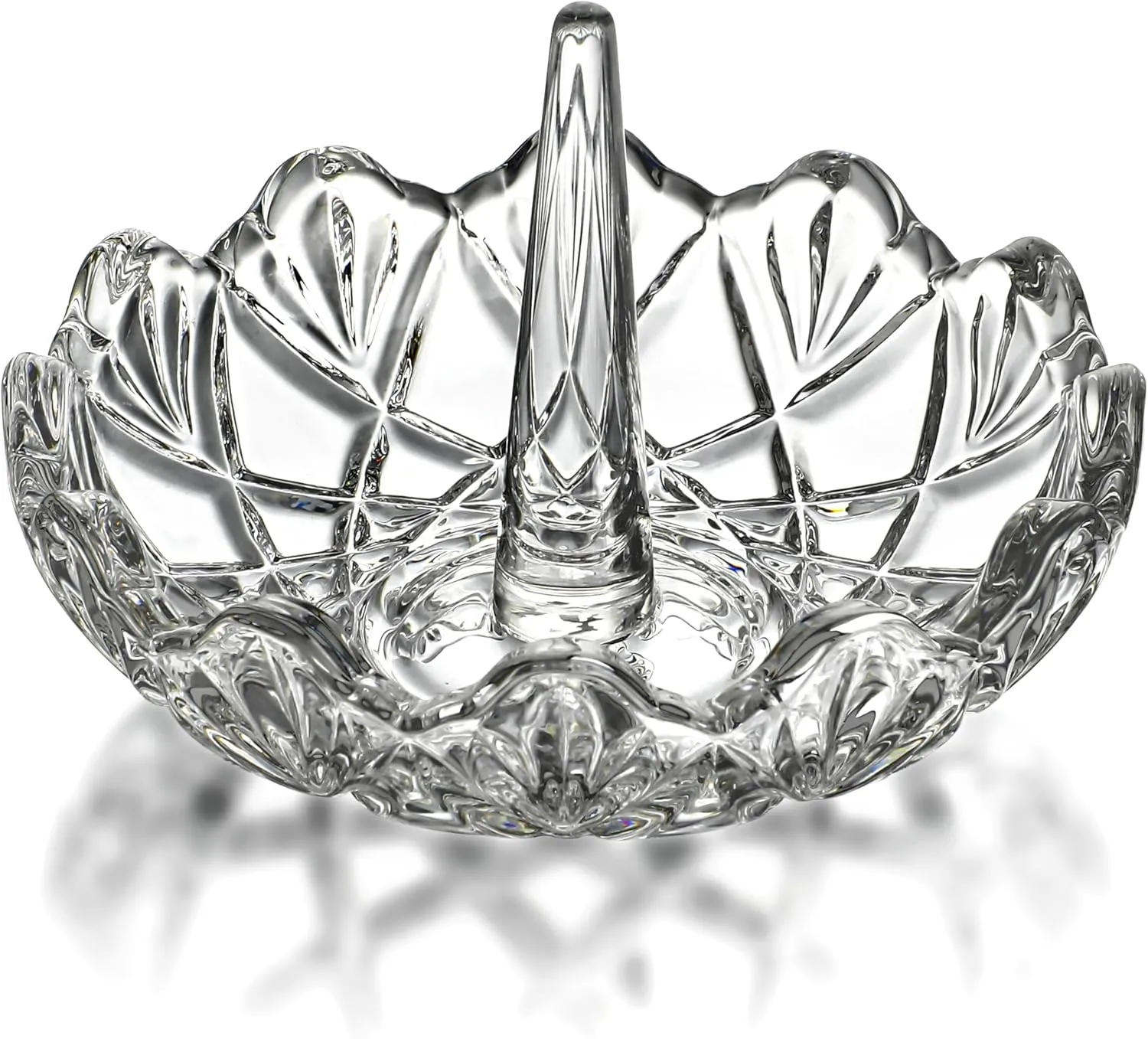 H&D HYALINE & DORA Clear Crystal Ring Holder, Glass Jewelry Dish, Display for Wedding, Wavy Shape Gift for Mom, Wife, Girl