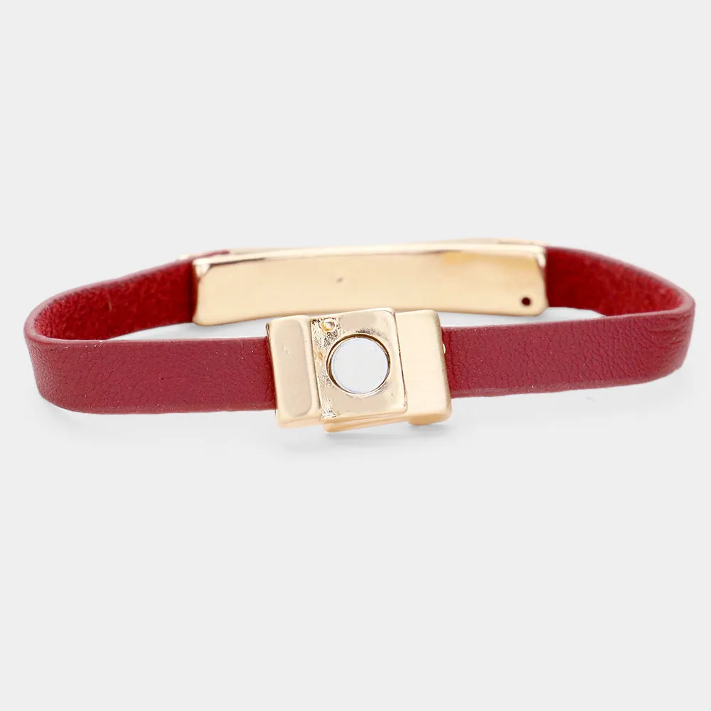 iLLASPARKZ Faux Leather Metal Magnetic Bracelet