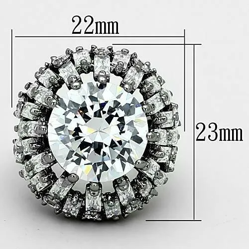 Jewellery Kingdom Ladies Big Dome Emerald Cocktail Cz Ruthenium 20 carat Statement Ring (Silver)