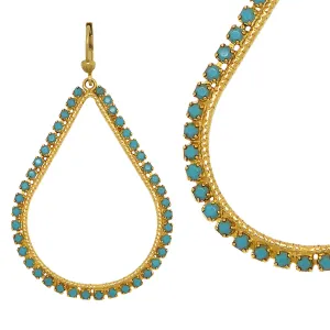 La Vie Parisienne Teardrop Gold Hoop Earrings Turquoise 9510G Catherine Popesco