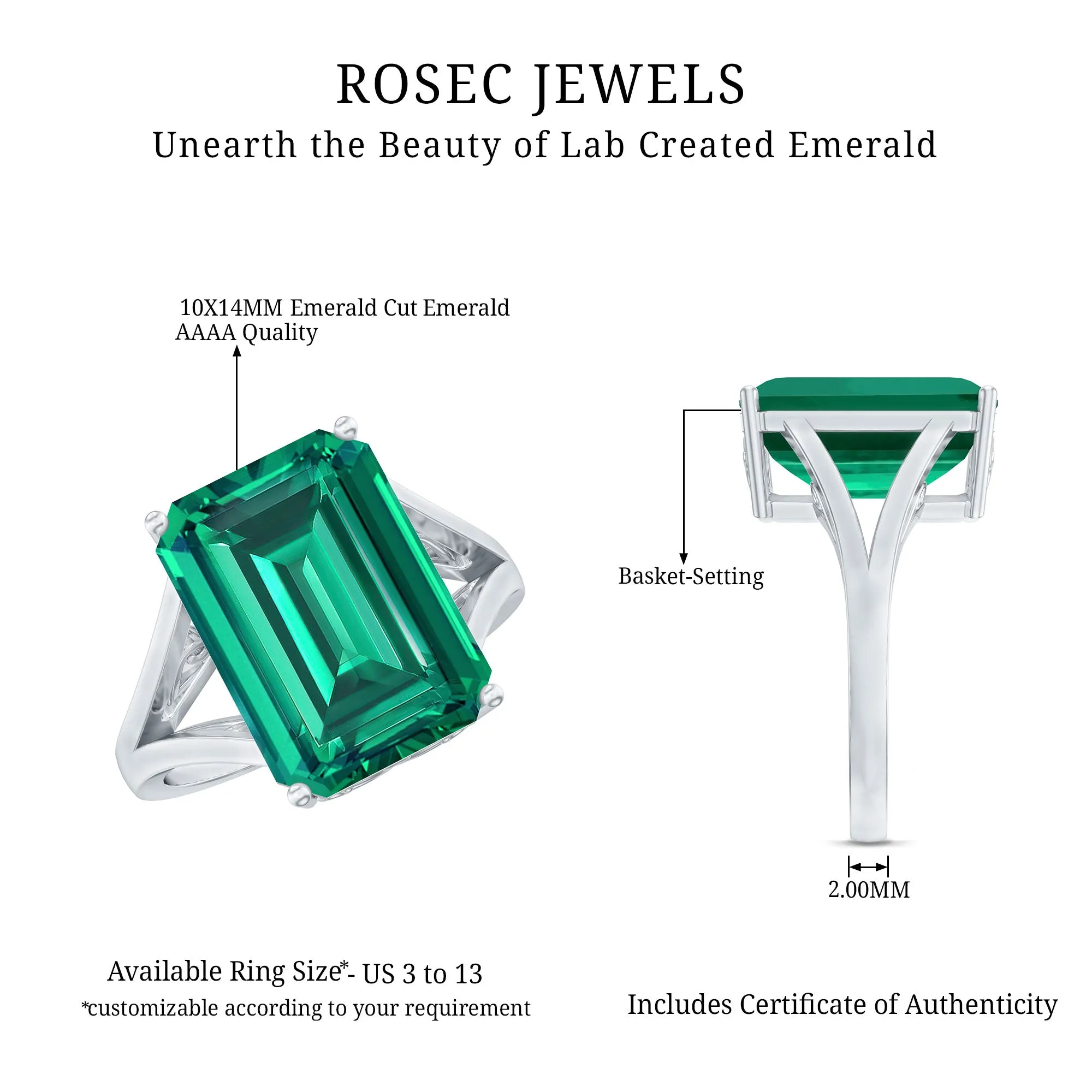 Lab Created Emerald Solitaire Engagement Ring