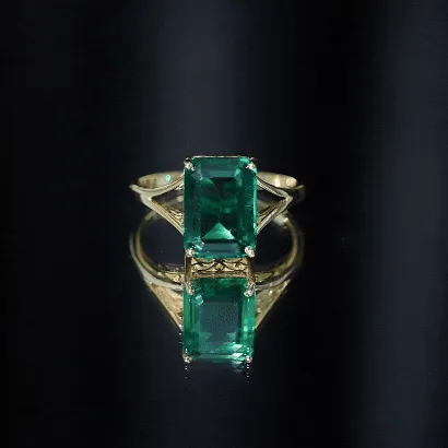 Lab Created Emerald Solitaire Engagement Ring