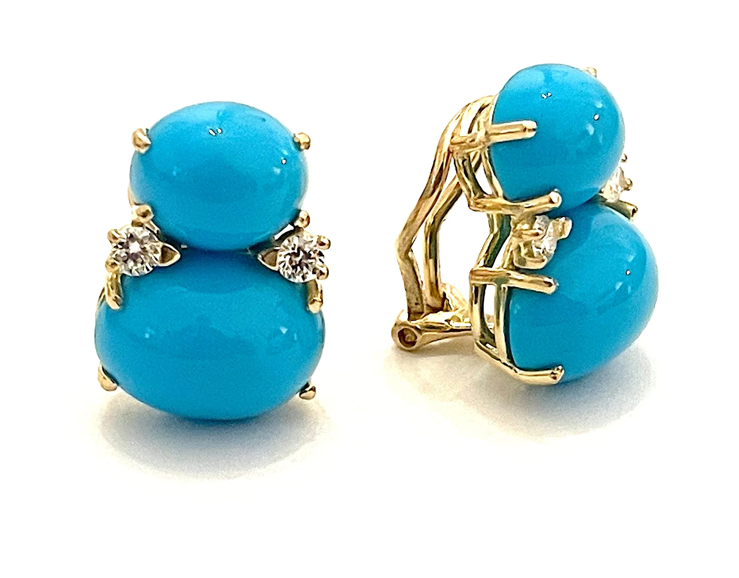 Large GUM DROP™ Earrings with Blue and Pink Topaz and Diamonds