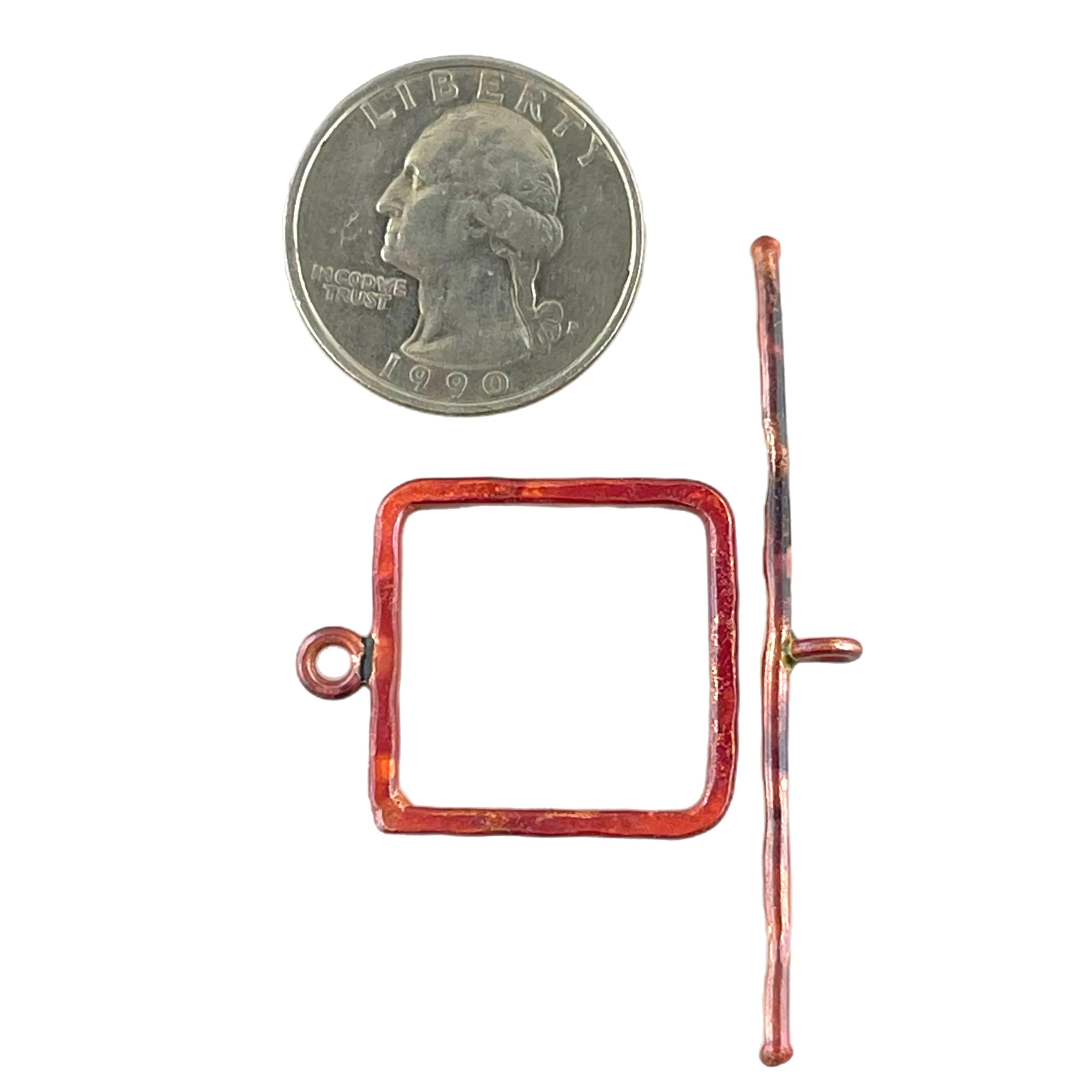 Large Square Hammered Toggle Clasp