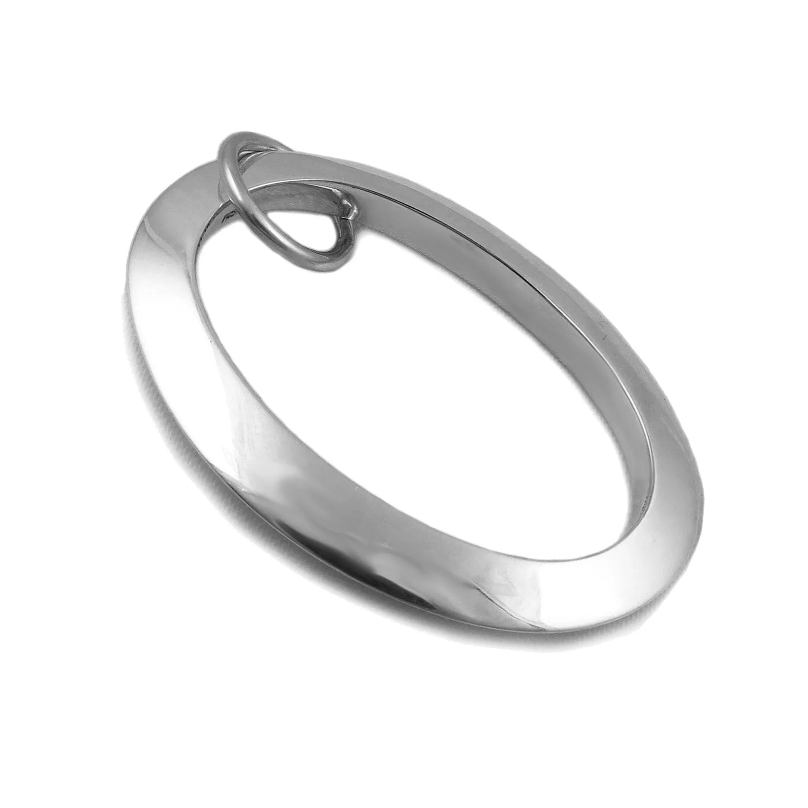 Large Sterling Silver Oval Pendant Necklace