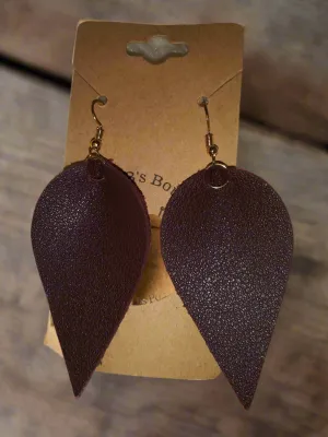 Maroon Teardrop Earrings With Gold