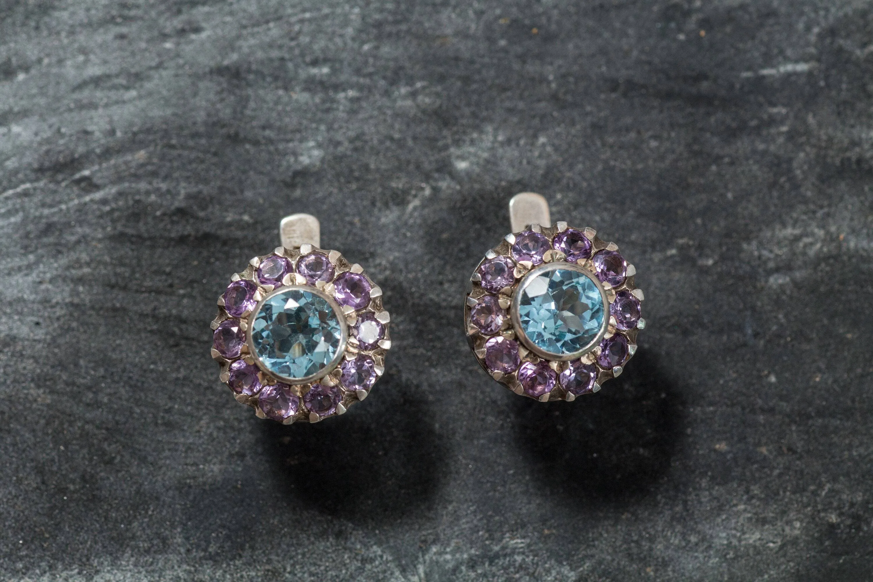 Purple Victorian Earrings - Vintage Flower Earrings - Amethyst Earrings