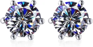 "Sparkling Moissanite Stud Earrings  Premium 925 Sterling Silver and 18K Diamonds, Elegant Women's Screw-Back Earrings  Dazzling Moissanite Jewelry"