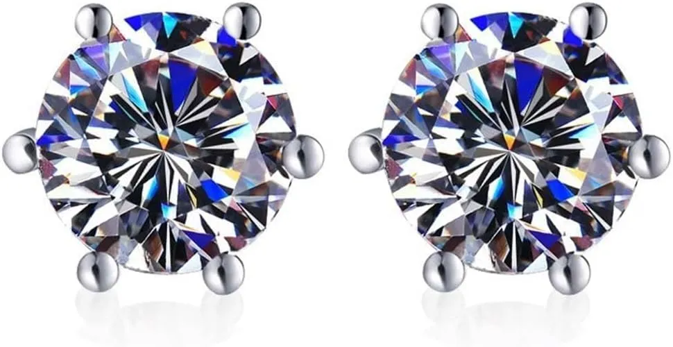 "Sparkling Moissanite Stud Earrings  Premium 925 Sterling Silver and 18K Diamonds, Elegant Women's Screw-Back Earrings  Dazzling Moissanite Jewelry"