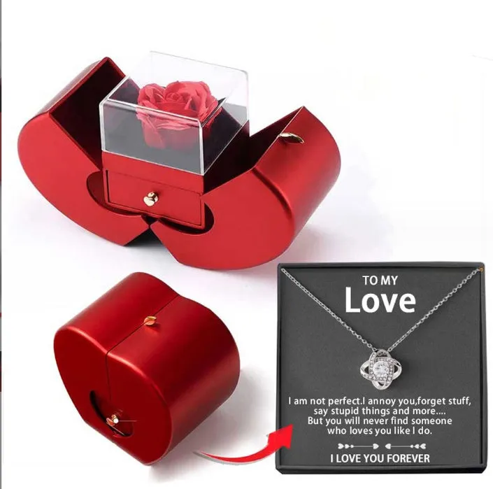 Red Apple Christmas Gift Necklace Box