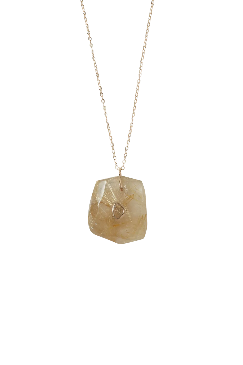 River Quartz Necklace with Diamond