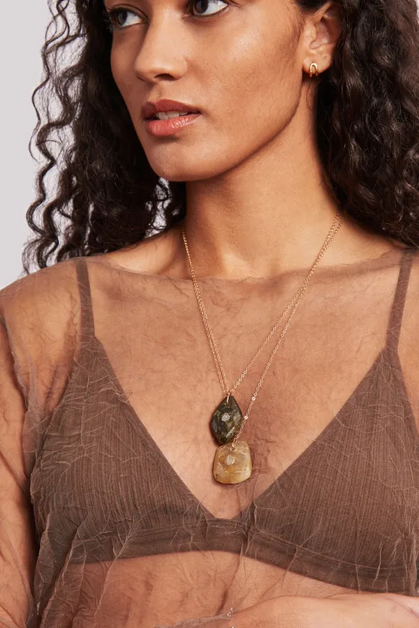 River Quartz Necklace with Diamond