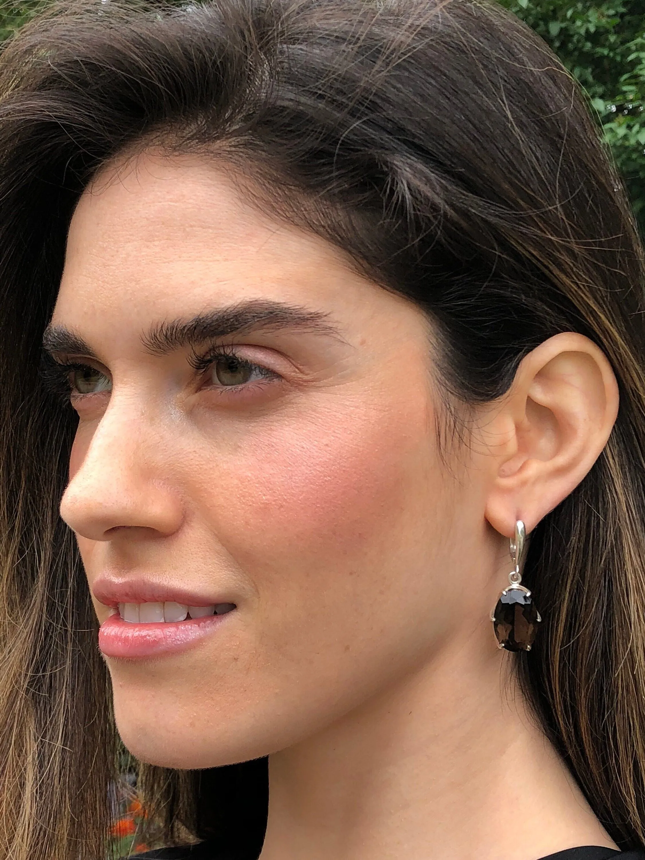 Smoky Topaz Silver Earrings - Dangling Silver Earrings - Statement Smoky Topaz Earrings