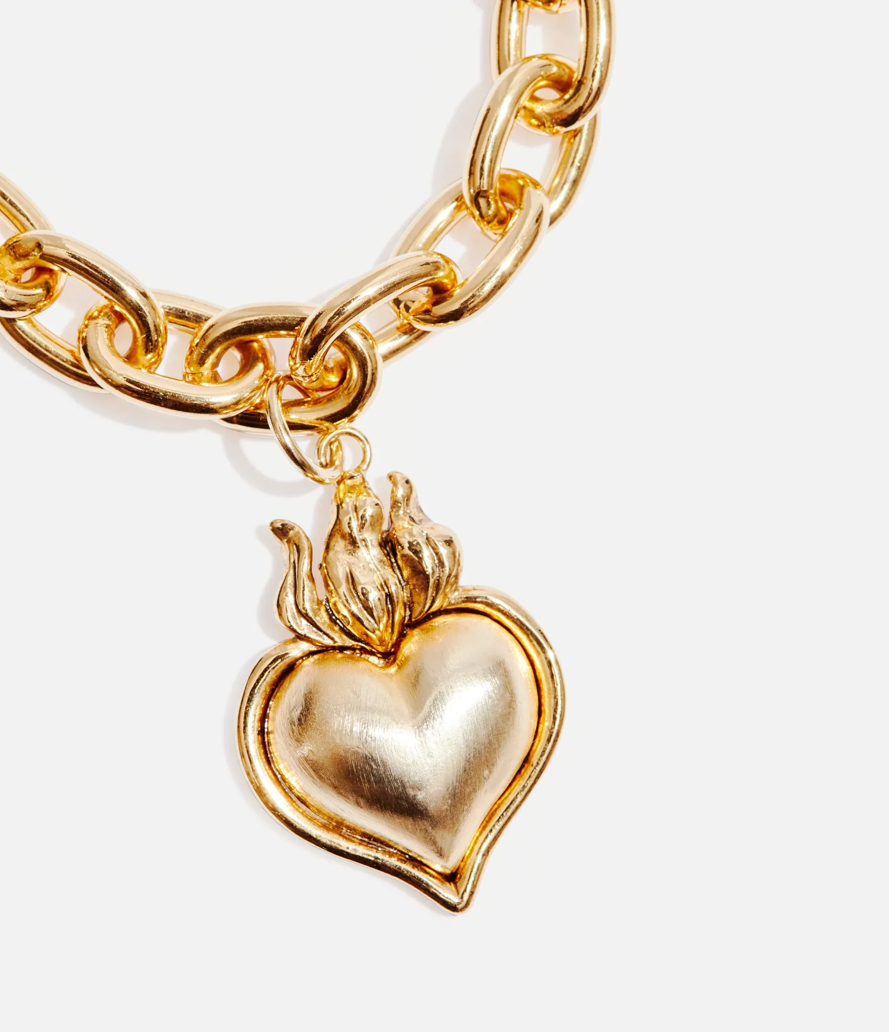 Smooth Hearts Aflame Chunky Chain Necklace