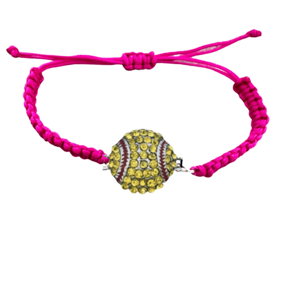 Softball Rhinestone Rope Bracelet - Pick Color
