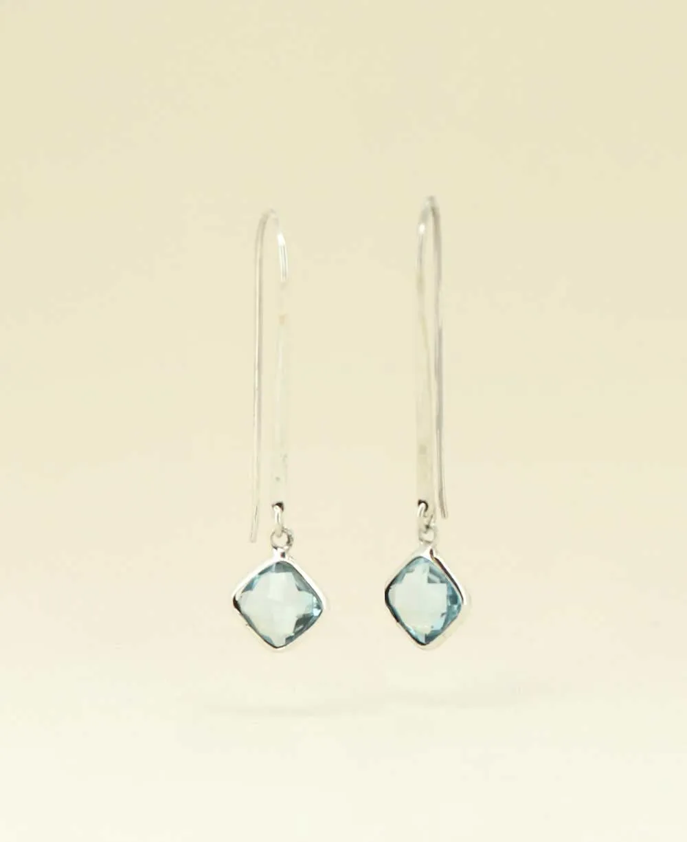 Sterling Silver Threader Earrings With Blue Topaz, Bali