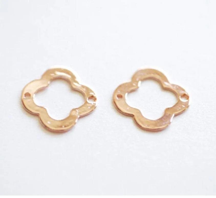 Vermeil Rose Gold Quatrefoil Charms Pendants, Gold Clover Connector, four leaf quatrefoil clover, Gold Quatrefoil Clover Links Connectors,76