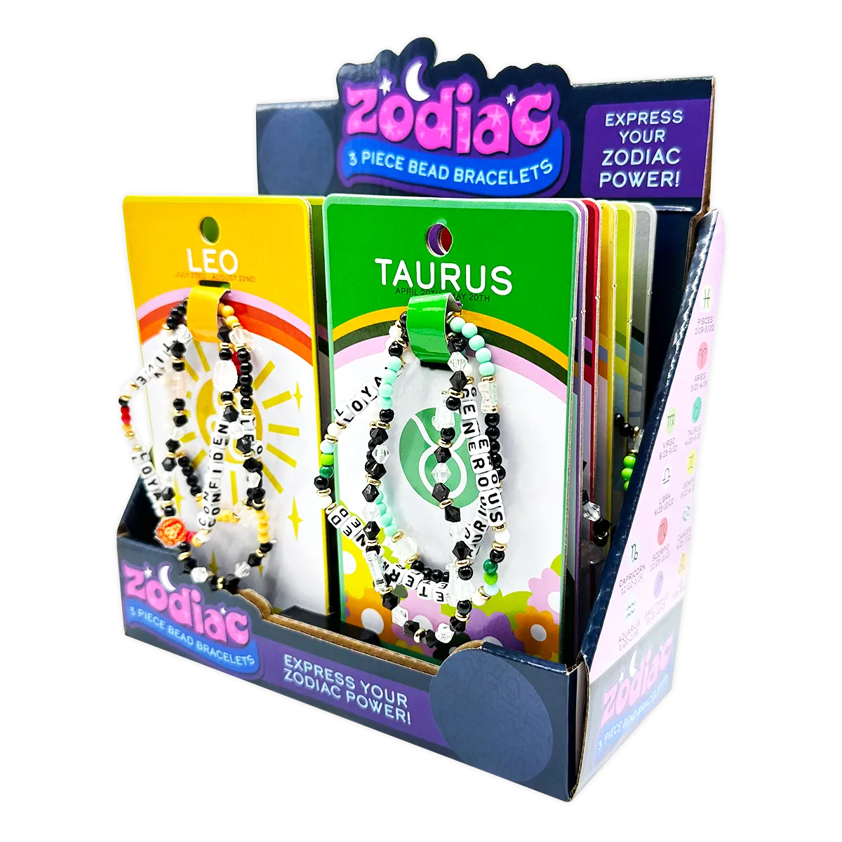 Zodiac 3-Piece Bead Bracelets - 12 Pieces Per Retail Ready Display 25069